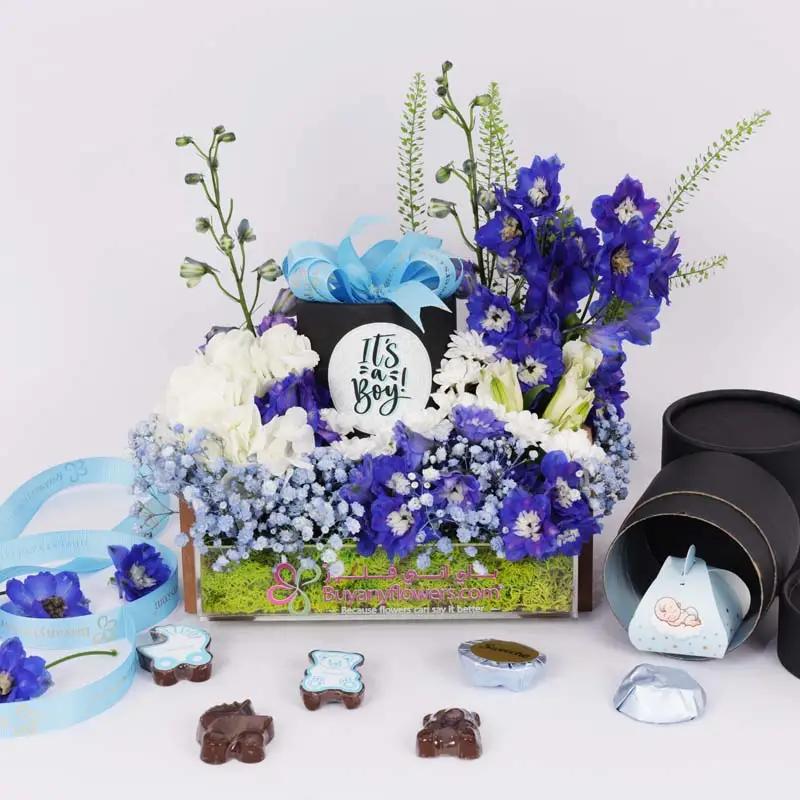Its a Boy Floral and Chocolates Arrangement