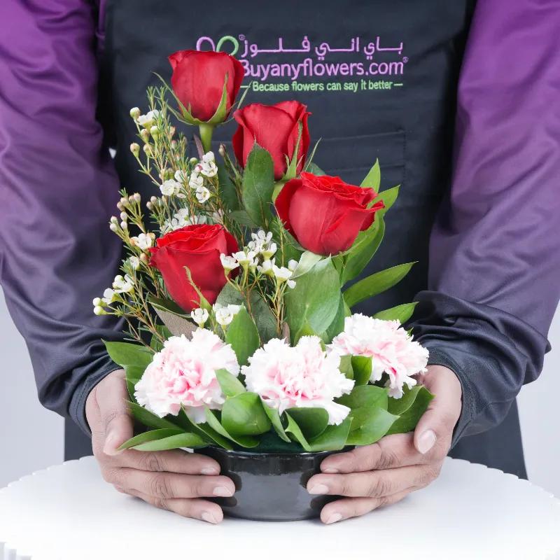 Memories 7 Roses and Carnation Arrangement - Flowers gift from Buy Any Flowers Dubai in Al Quoz Industrial Area 4, Dubai, UAE - image 2