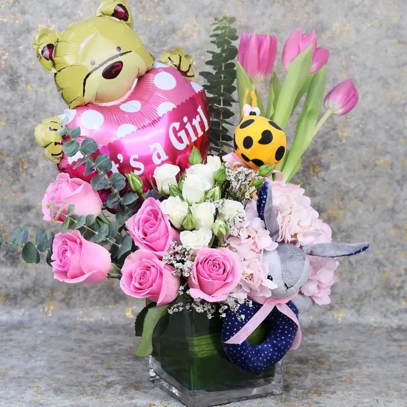 Welcome Baby Girl Flower Vase thumbnail 3