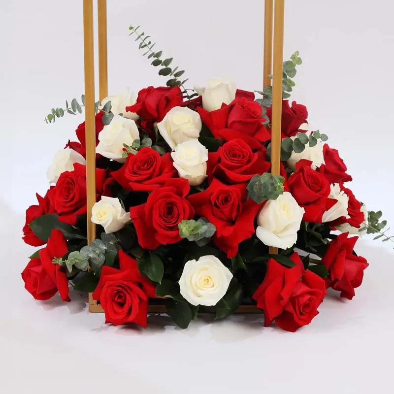 Elegance 365 Red and White Roses Flower Stand thumbnail 3