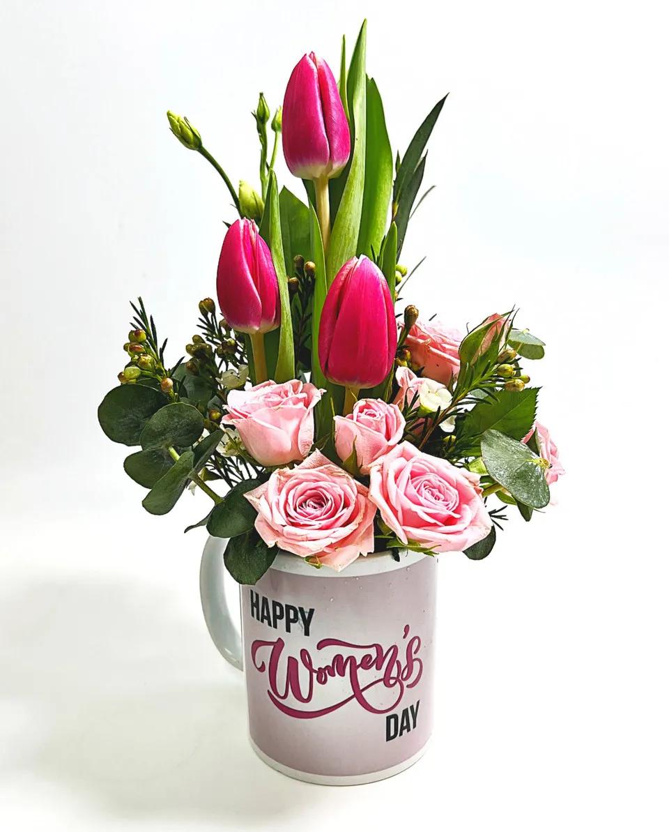 Womens Day Mug with Flowers