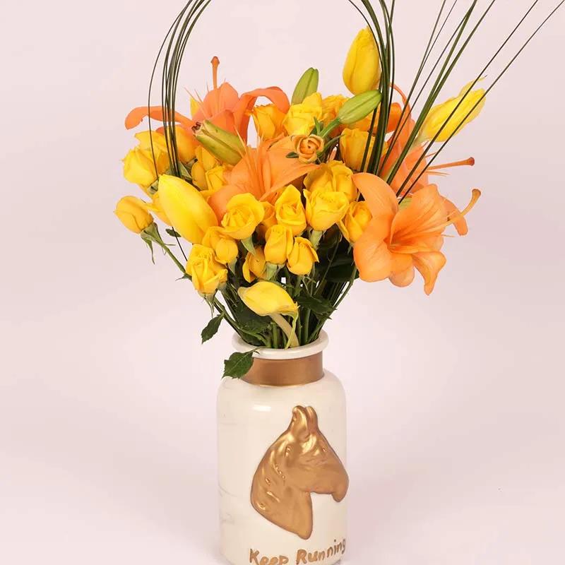 Amber Flowers in Vase thumbnail 2