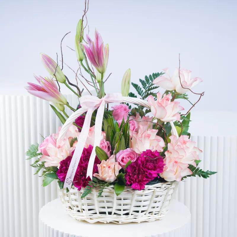 Radiant Grace Flower Basket - Flowers gift from Buy Any Flowers Dubai in Al Quoz Industrial Area 4, Dubai, UAE
