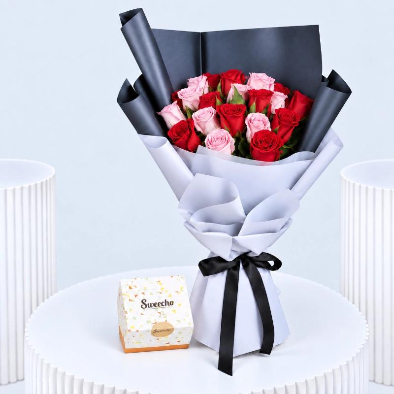 My Queen 21 Roses Bouquet and Chocolates in Dubai