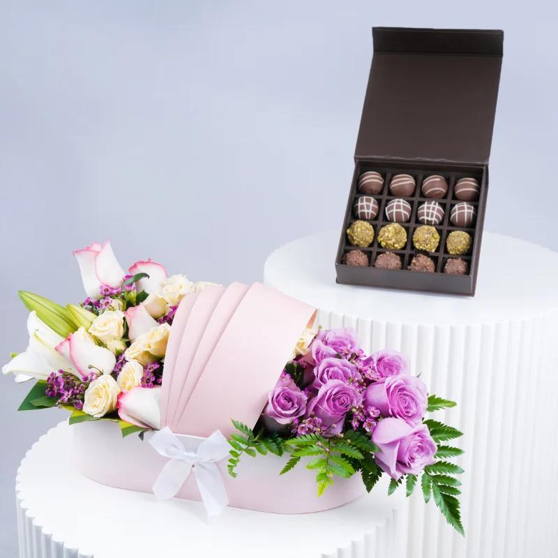 Cradle of Pastel Wishes and Chocolates - Gift Sets gift from Buy Any Flowers Dubai in Al Quoz Industrial Area 4, Dubai, UAE