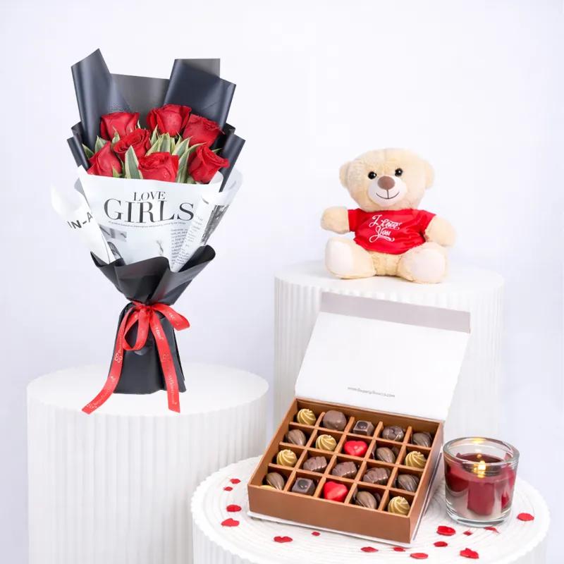 Valentine Premium Chocolate Trio - Gift Sets gift from Buy Any Flowers Dubai in Al Quoz Industrial Area 4, Dubai, UAE