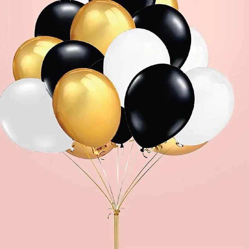 Golden Black N White Helium Balloons 12 Pcs thumbnail 3