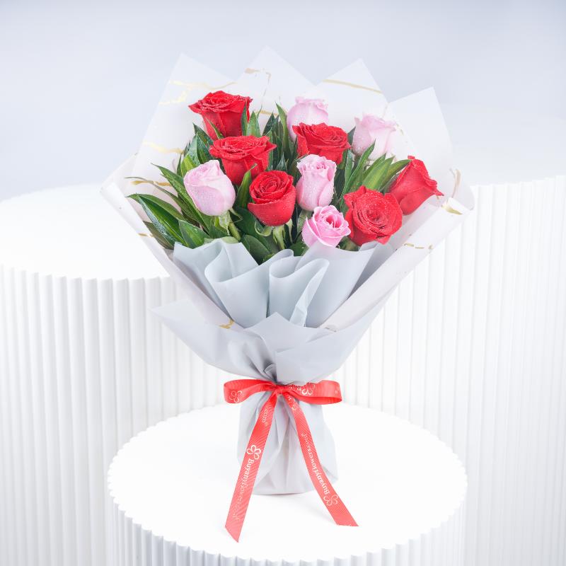 Cute 11 Roses Bouquet and Chocolates 250gm - Gift Sets gift from Buy Any Flowers Dubai in Al Quoz Industrial Area 4, Dubai, UAE - image 3