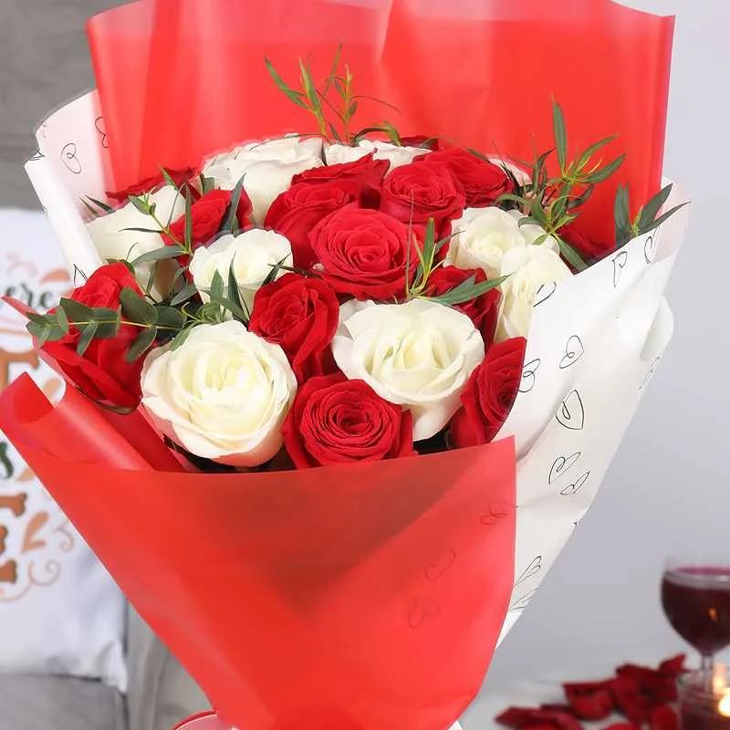 Red and White Beauty 21 Roses Bouquet - Flowers gift from Buy Any Flowers Dubai in Al Quoz Industrial Area 4, Dubai, UAE - image 3