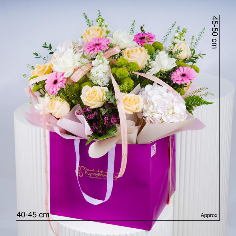 Peach Blush Flower Bag - Flowers gift from Buy Any Flowers Dubai in Al Quoz Industrial Area 4, Dubai, UAE - image 3
