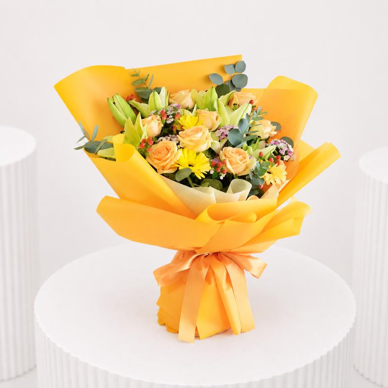 Bouquet Vibrancy and Greeting Card - Flowers gift from Buy Any Flowers Dubai in Al Quoz Industrial Area 4, Dubai, UAE