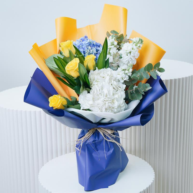 Vibrant Roses and Hydrangea Bouquet - Flowers gift from Buy Any Flowers Dubai in Al Quoz Industrial Area 4, Dubai, UAE