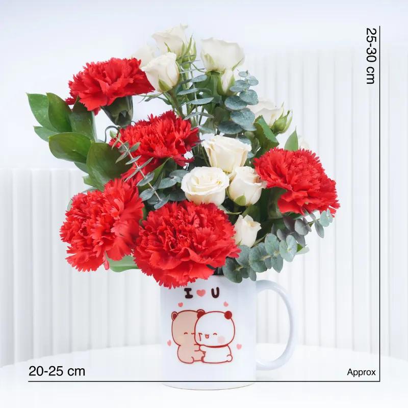 Thought 7 Carnation and Roses in Mug - Flowers gift from Buy Any Flowers Dubai in Al Quoz Industrial Area 4, Dubai, UAE - image 5