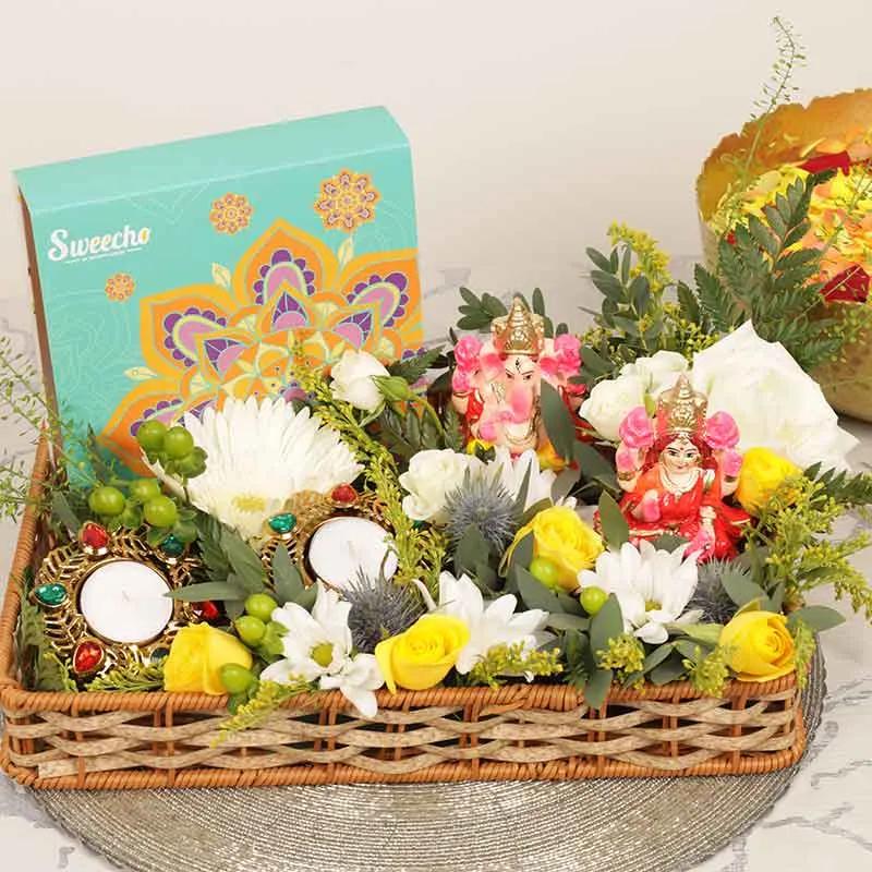 Diwali Wishes Floral Gift Basket - Gifts gift from Buy Any Flowers Dubai in Al Quoz Industrial Area 4, Dubai, UAE - image 3