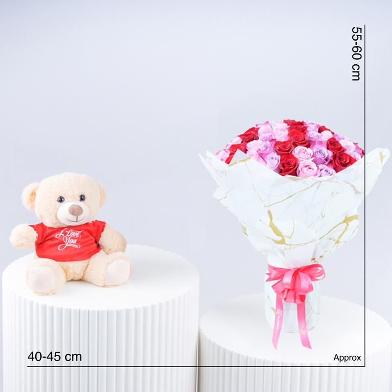 Lady Luck 101 Roses With Teddy - Gift Sets gift from Buy Any Flowers Dubai in Al Quoz Industrial Area 4, Dubai, UAE - image 3