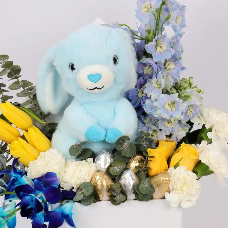Easter Bunny Eggs and Flower Box Blue - Flowers gift from Buy Any Flowers Dubai in Al Quoz Industrial Area 4, Dubai, UAE - image 3