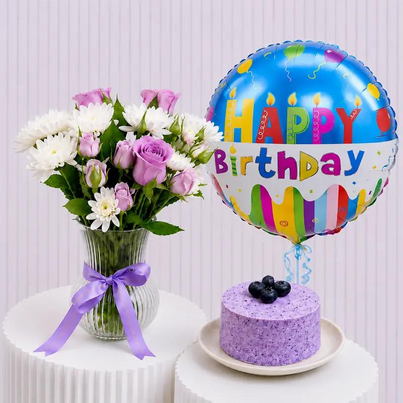 Royal Vase with Cake and Balloon - Gift Sets gift from Buy Any Flowers Dubai in Al Quoz Industrial Area 4, Dubai, UAE