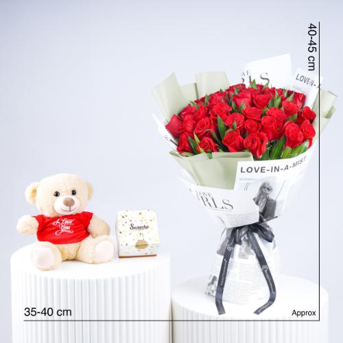 Soul 35 Red Roses Bouquet Trio - Gift Sets gift from Buy Any Flowers Dubai in Al Quoz Industrial Area 4, Dubai, UAE - image 4