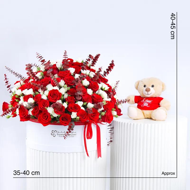 Grand Romance 151 Roses in Box and Teddy - Gift Sets gift from Buy Any Flowers Dubai in Al Quoz Industrial Area 4, Dubai, UAE - image 4
