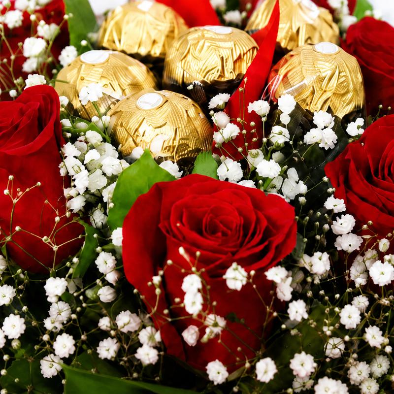 Love 7 Red Roses and Ferrero Bouquet - Chocolates gift from Buy Any Flowers Dubai in Al Quoz Industrial Area 4, Dubai, UAE - image 2