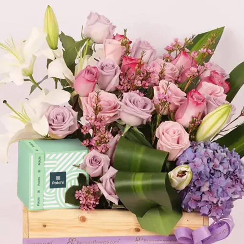 Mauve Flower Arrangement and Patchi thumbnail 3