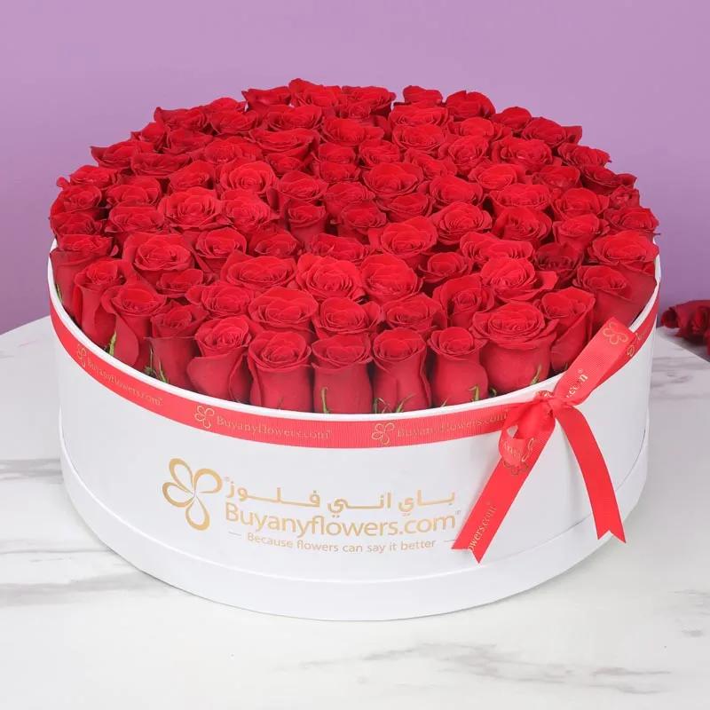 Grand Red Roses Love Box White