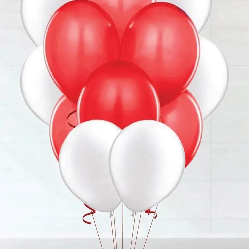 Red and White Helium Balloons 10 Pcs thumbnail 3