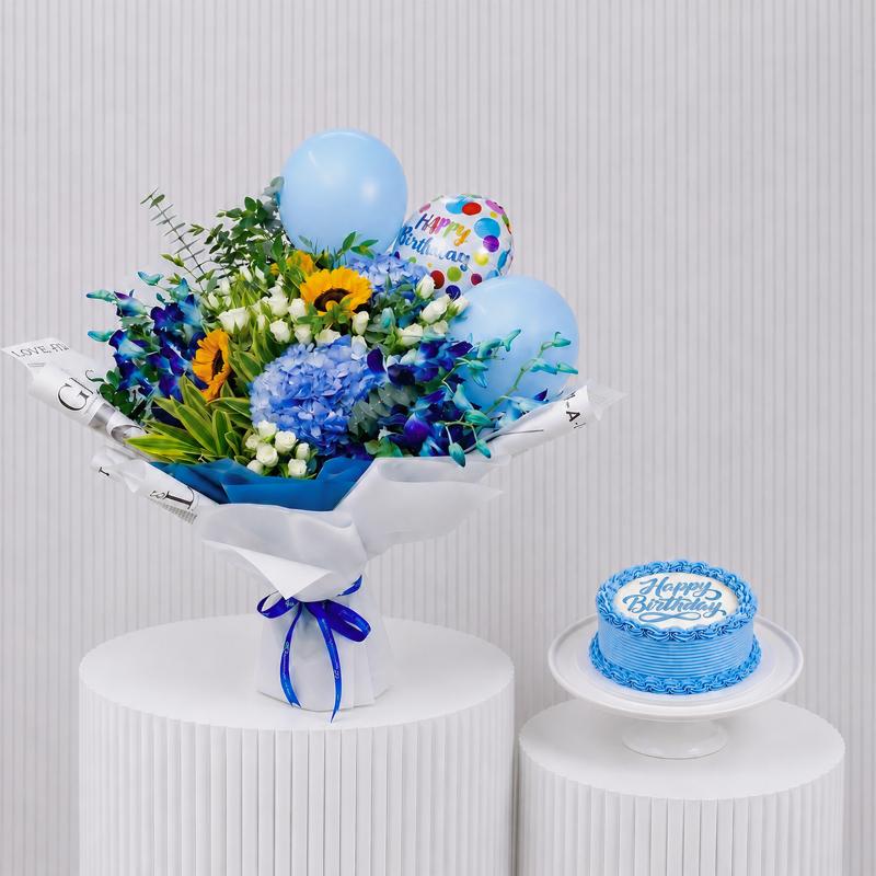 Blue Skies Flowers and Cake in Dubai