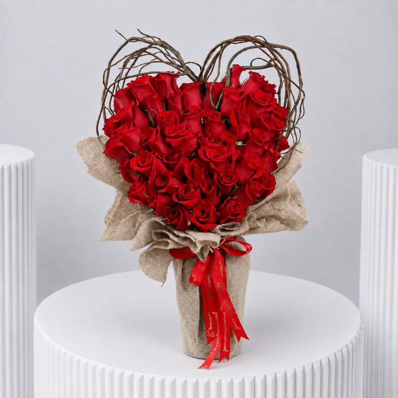 Heart 45 Red Roses Arrangement - Flowers gift from Buy Any Flowers Dubai in Al Quoz Industrial Area 4, Dubai, UAE