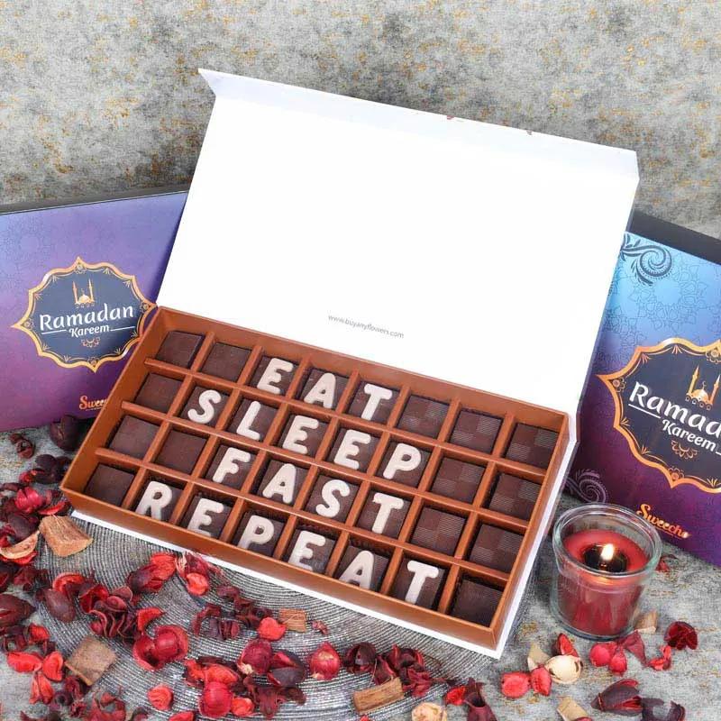 Eat Sleep Fast Repeat Chocolates By Sweecho - Chocolates gift from Buy Any Flowers Dubai in Al Quoz Industrial Area 4, Dubai, UAE