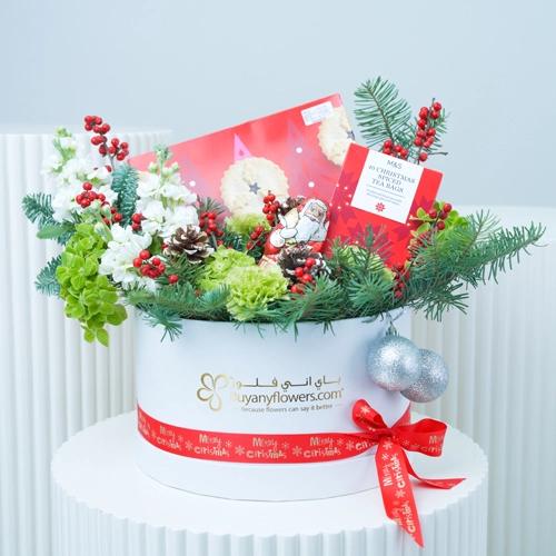 Coffee and Snack Christmas Flower Hamper - Flowers gift from Buy Any Flowers Dubai in Al Quoz Industrial Area 4, Dubai, UAE