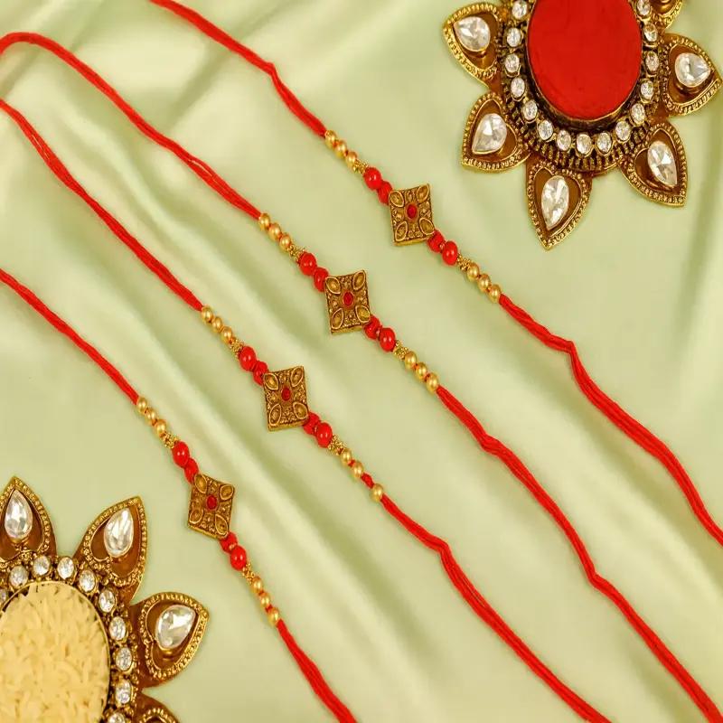 Antique Kundan Rakhi Set of 5 - Gifts gift from Buy Any Flowers Dubai in Al Quoz Industrial Area 4, Dubai, UAE