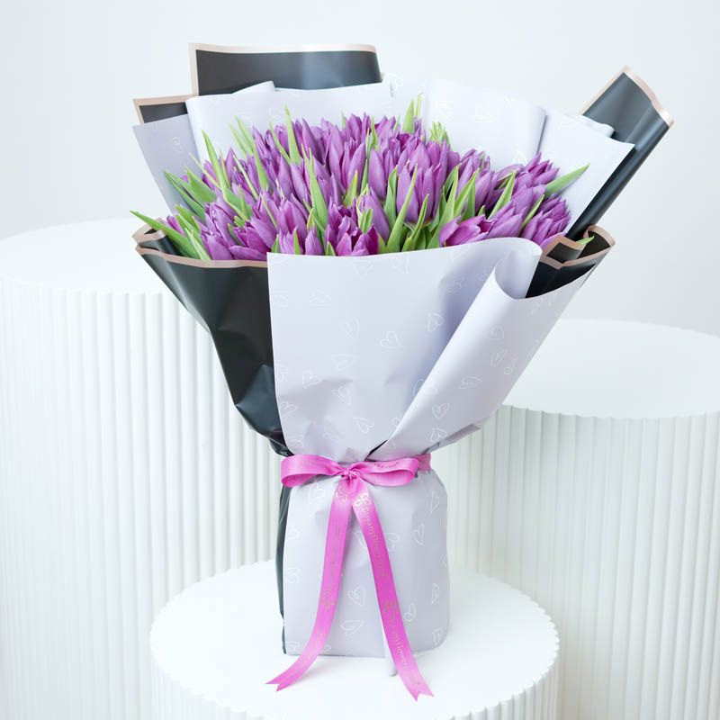 Purple Beauty 51 Tulips Bouquet 1