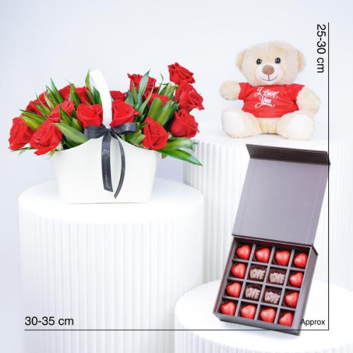 Present 15 Red Roses Box Trio - Gift Sets gift from Buy Any Flowers Dubai in Al Quoz Industrial Area 4, Dubai, UAE - image 4