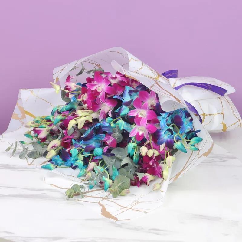 21 Purple and Blue Flower Bouquet - Flowers gift from Buy Any Flowers Dubai in Al Quoz Industrial Area 4, Dubai, UAE - image 4