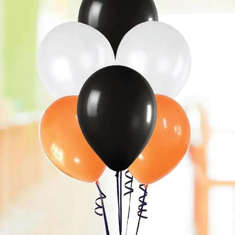 Black White N Orange Helium Balloons 10 Pcs thumbnail 3