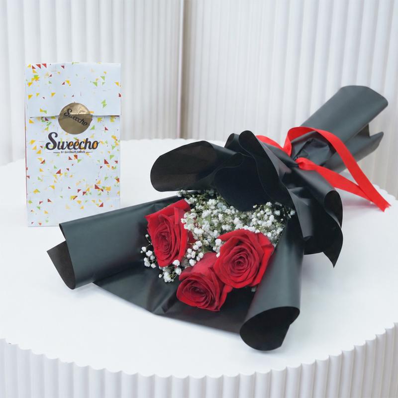 Elegant Red Roses and Chocolate Combo in Dubai