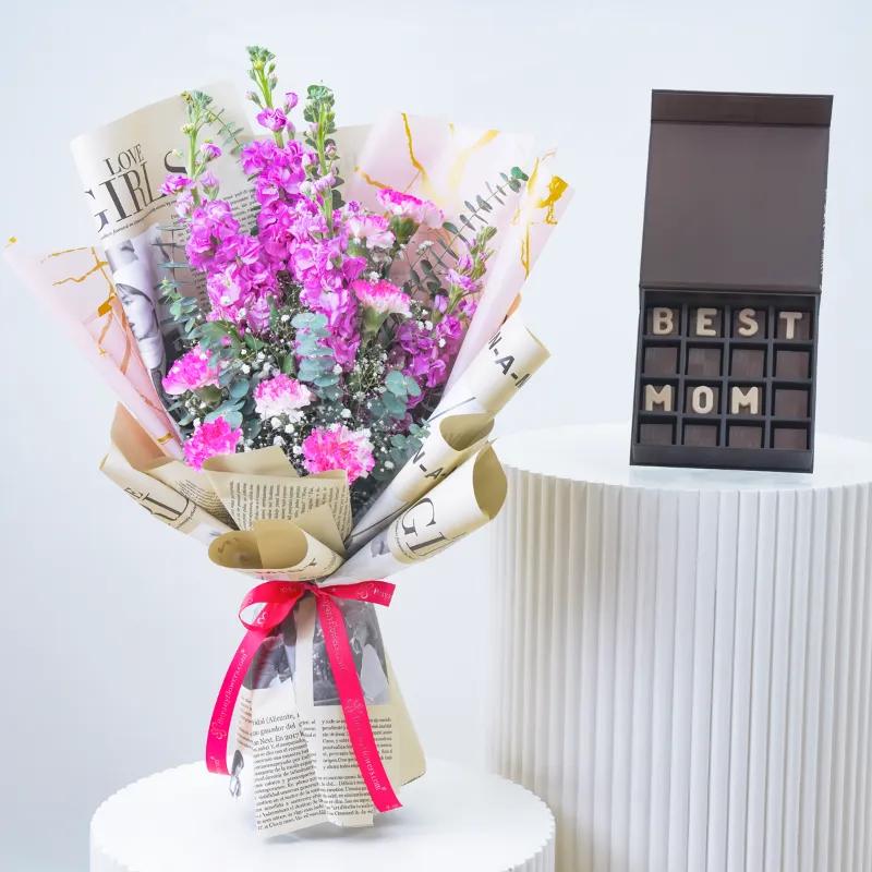 Blushing Pink Bouquet With Chocolate - Gift Sets gift from Buy Any Flowers Dubai in Al Quoz Industrial Area 4, Dubai, UAE
