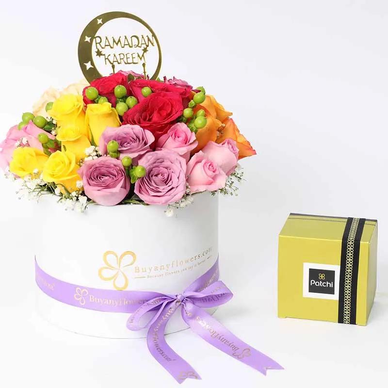 Vibrant Ramadan 21 Roses and Patchi Chocolates thumbnail 2