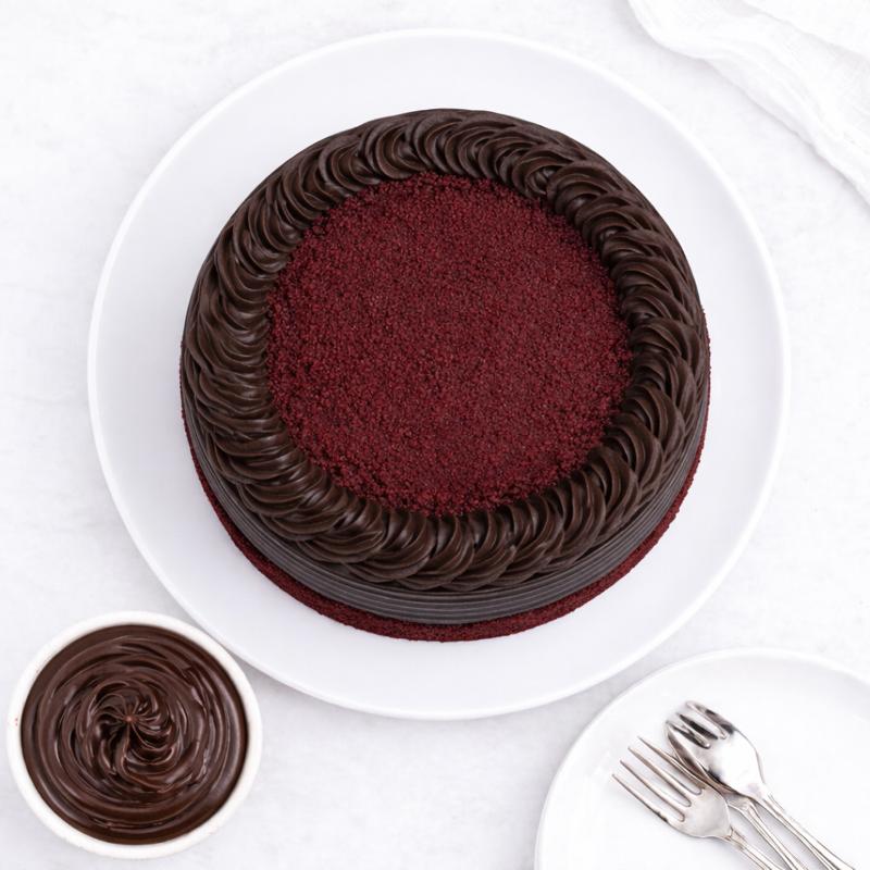 Chocolate Red Velvet Cake 4 Portion - Cakes gift from Buy Any Flowers Dubai in Al Quoz Industrial Area 4, Dubai, UAE - image 2