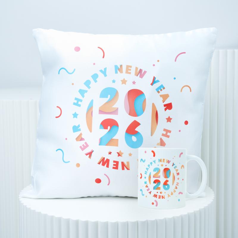 Happy New Year Cushion and Mug Colorful in Dubai