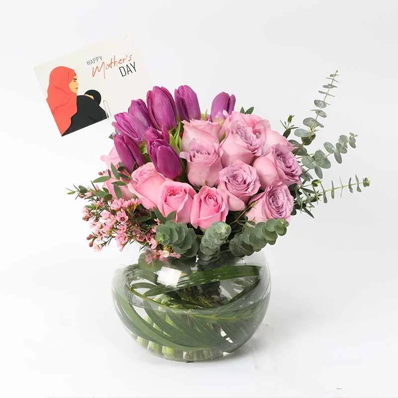 Blessings 25 Roses and Tulips for Mothers Day - Flowers gift from Buy Any Flowers Dubai in Al Quoz Industrial Area 4, Dubai, UAE