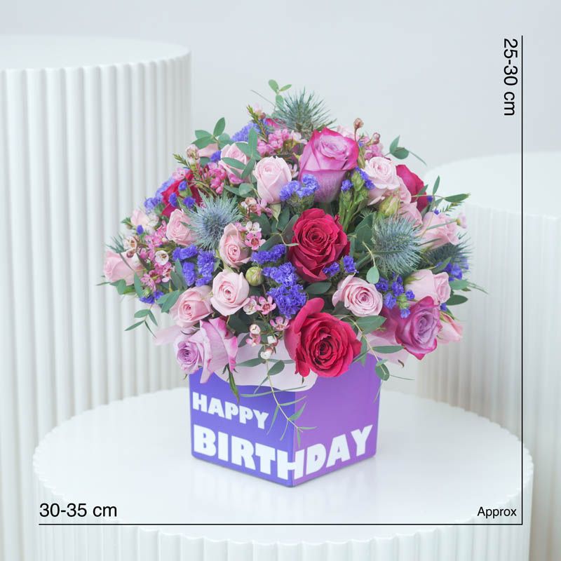Birthday Wishes Flowers In a Glass Vase thumbnail 5