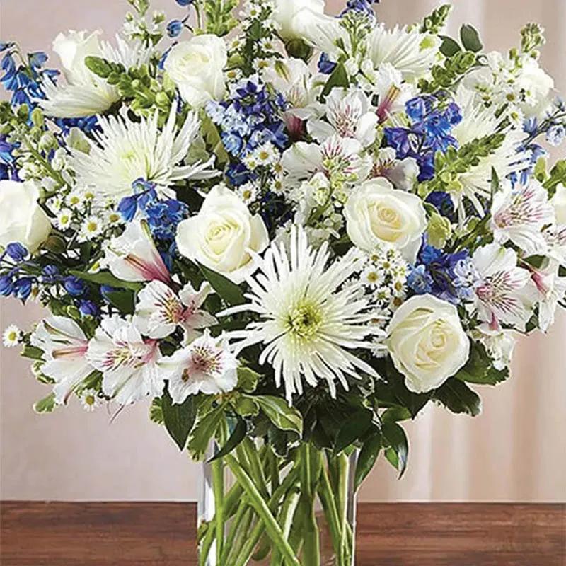 Joyful Blue and White Flowers Vase - Flowers gift from Buy Any Flowers Dubai in Al Quoz Industrial Area 4, Dubai, UAE - image 2