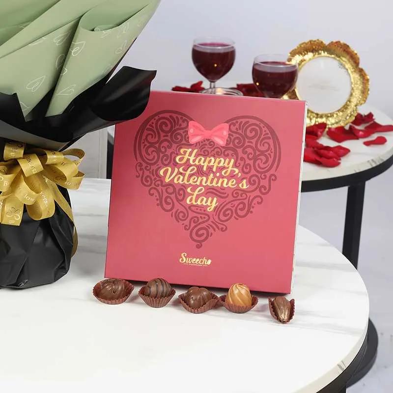 With Love Bouquet and Valentine Chocolates 25 Pcs By Sweecho - Chocolates gift from Buy Any Flowers Dubai in Al Quoz Industrial Area 4, Dubai, UAE - image 2