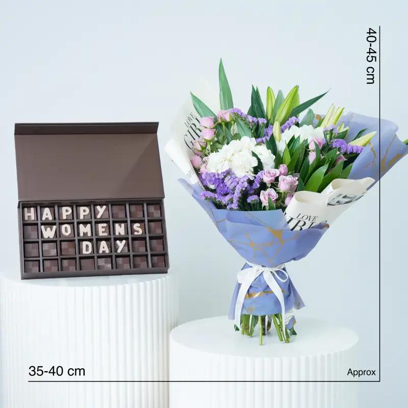 Ivory Lilac Bouquet With Chocolate - Gift Sets gift from Buy Any Flowers Dubai in Al Quoz Industrial Area 4, Dubai, UAE - image 3