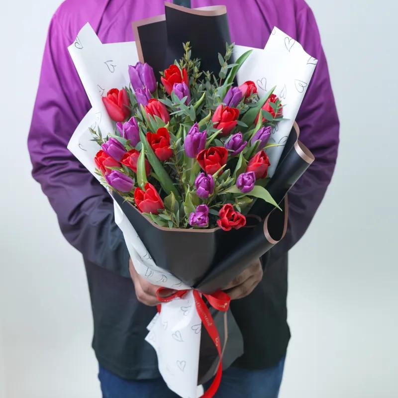 Adorn 25 Purple and Red Tulips Bouquet - Flowers gift from Buy Any Flowers Dubai in Al Quoz Industrial Area 4, Dubai, UAE - image 2
