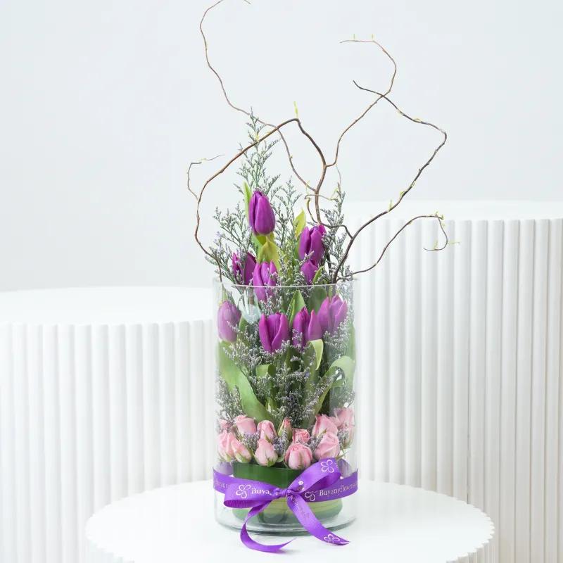 Purple and Pink Elegance Vase - Flowers gift from Buy Any Flowers Dubai in Al Quoz Industrial Area 4, Dubai, UAE