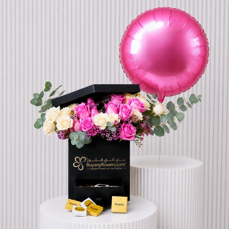 Sweet Celebration Flower and Balloon - Gift Sets gift from Buy Any Flowers Dubai in Al Quoz Industrial Area 4, Dubai, UAE