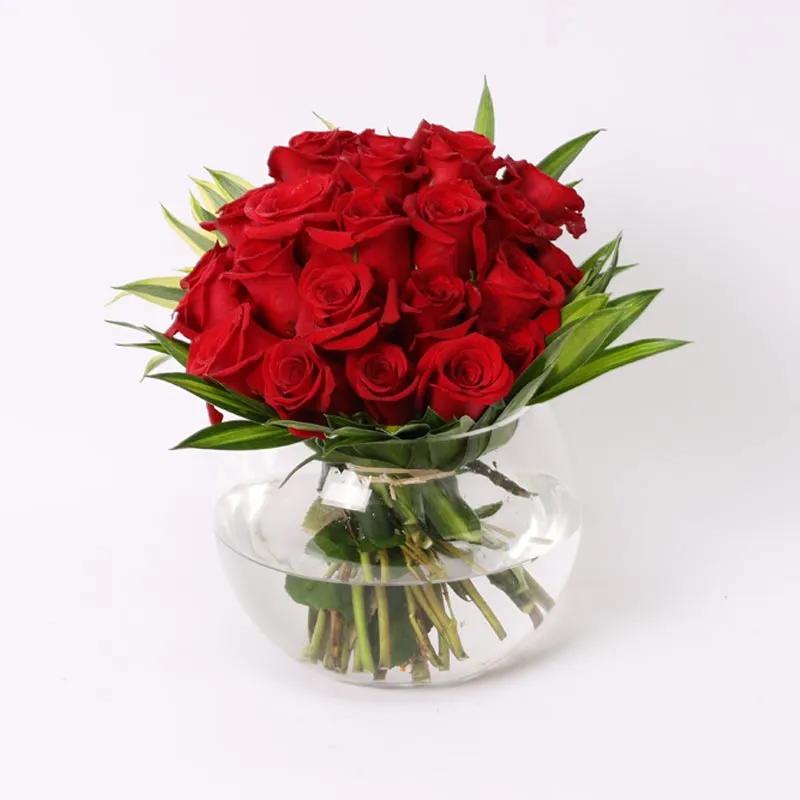 Lovable 25 Red Roses in Fish Bowl - Flowers gift from Buy Any Flowers Dubai in Al Quoz Industrial Area 4, Dubai, UAE